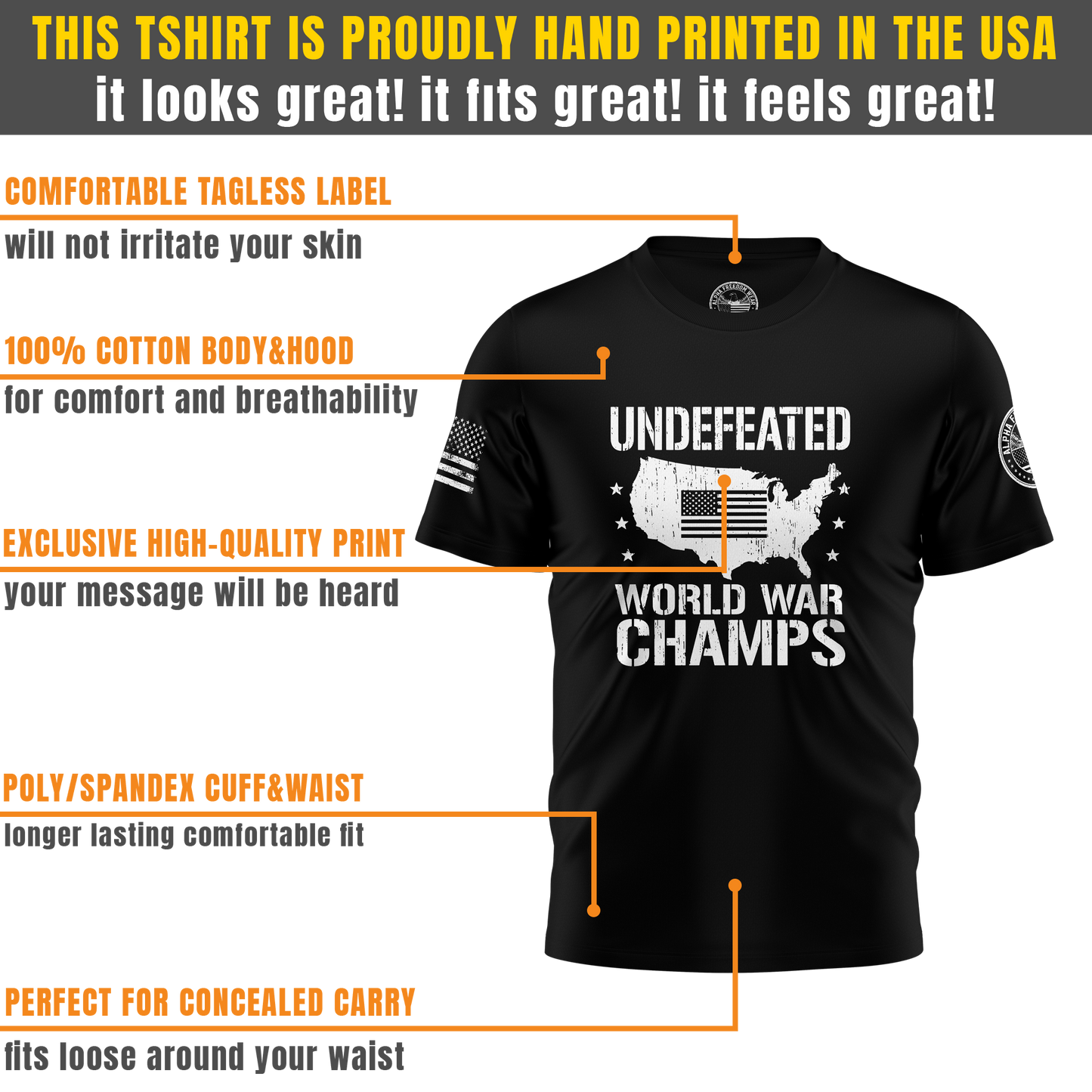 Undefeated World War Champs With USA Flag T-shirt