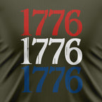 1776 Flag Sleeve Tee — Red, White & Blue on Black