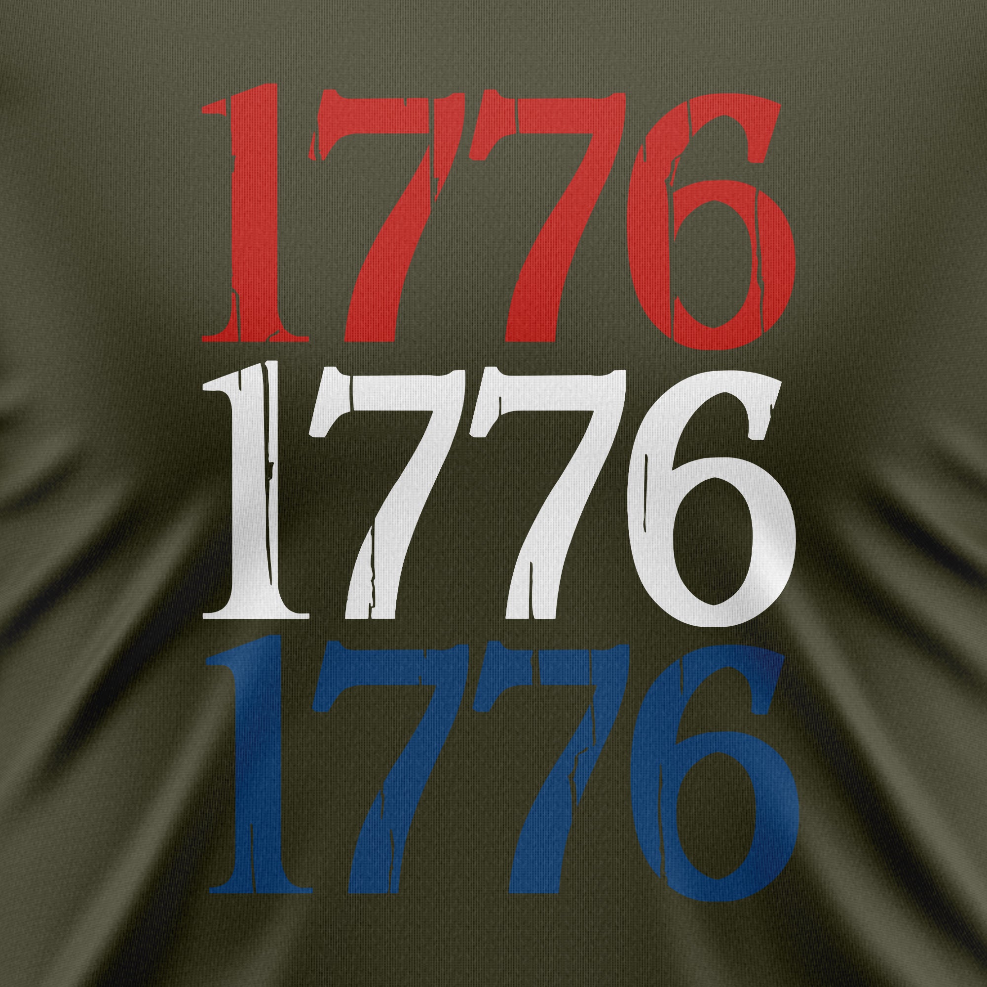 1776 Flag Sleeve Tee — Red, White & Blue on Black