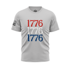 1776 Flag Sleeve Tee — Red, White & Blue on Black