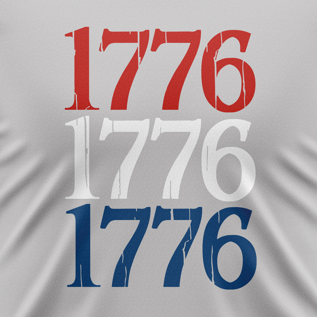 1776 Flag Sleeve Tee — Red, White & Blue on Black