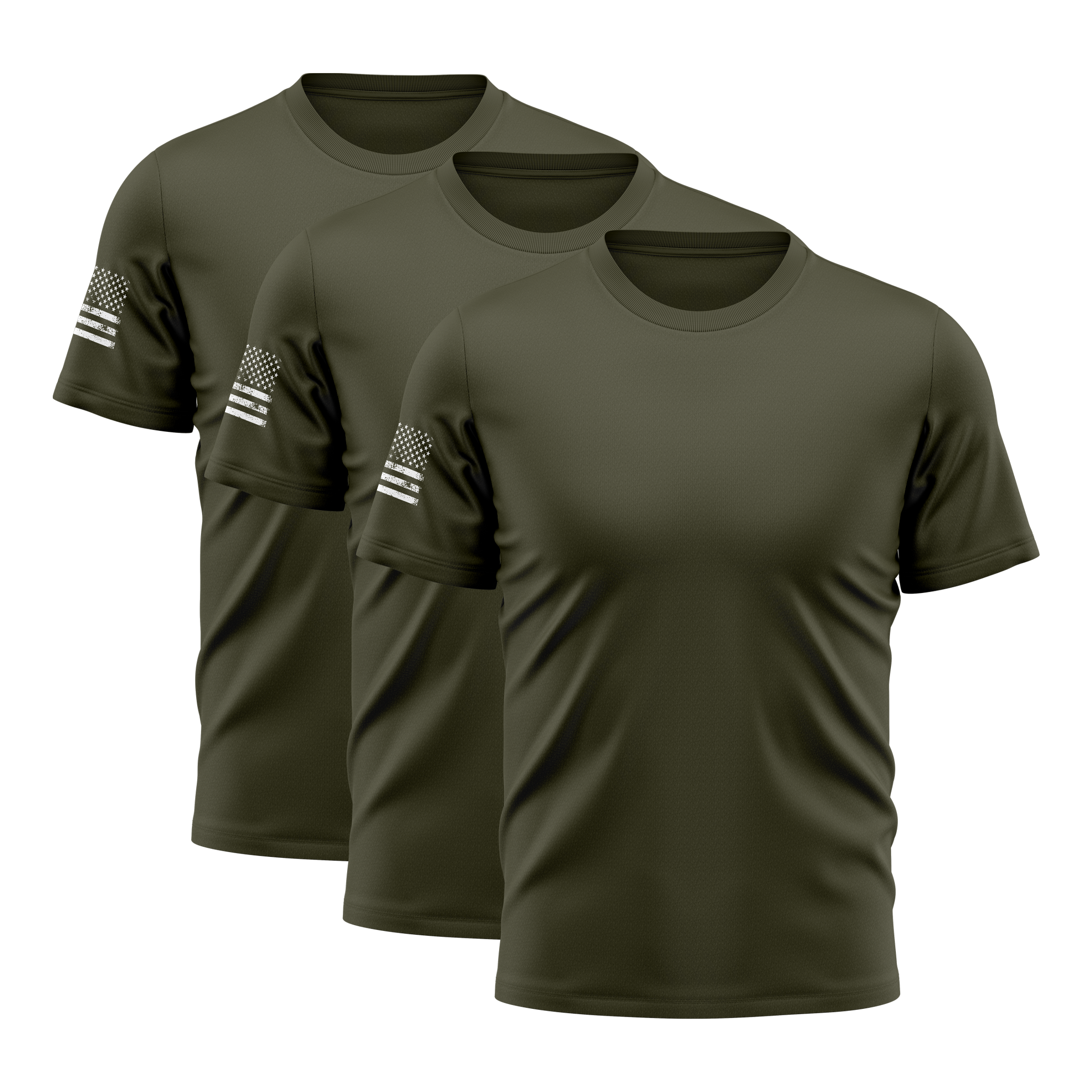 Alpha Freedom Army Short Sleeve T-Shirt – USA Flag Sleeve | 3-Pack