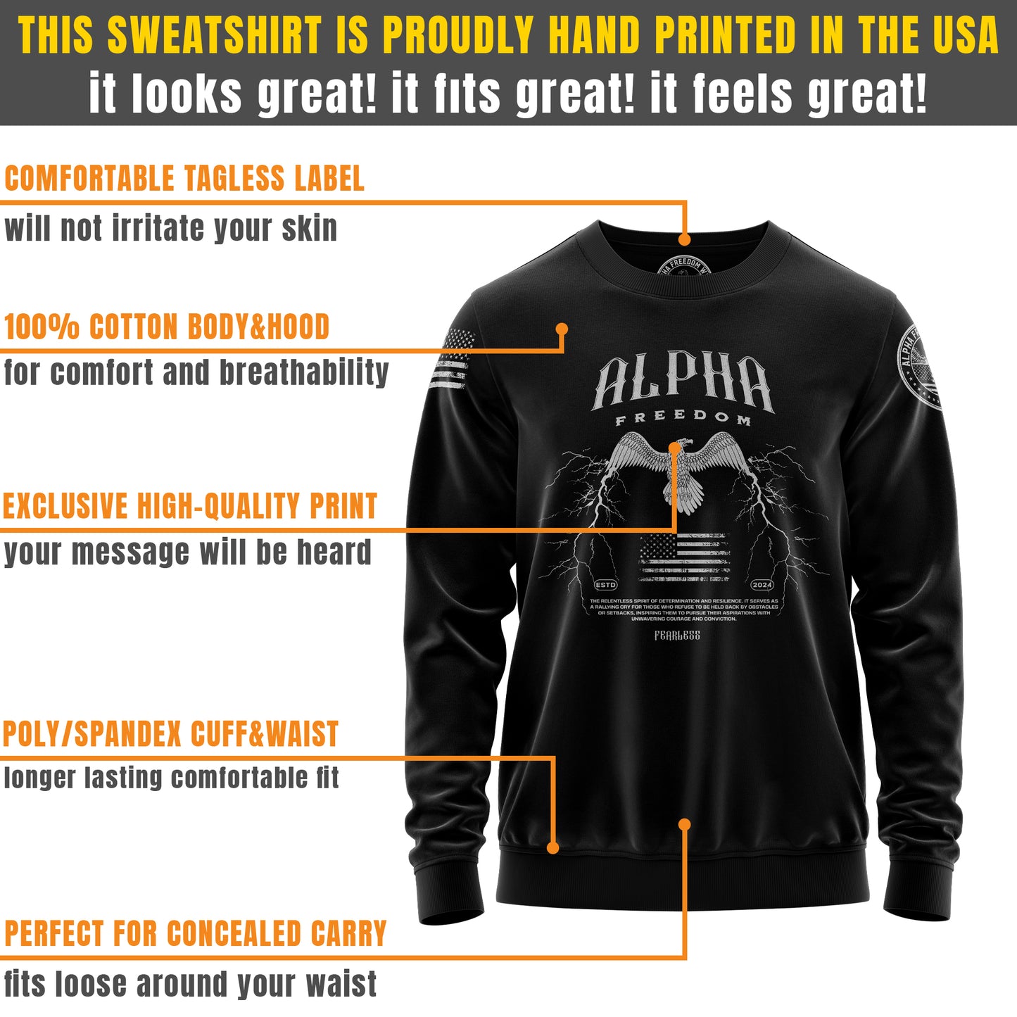 Alpha Freedom Eagle & Flag Fearless Sweatshirt