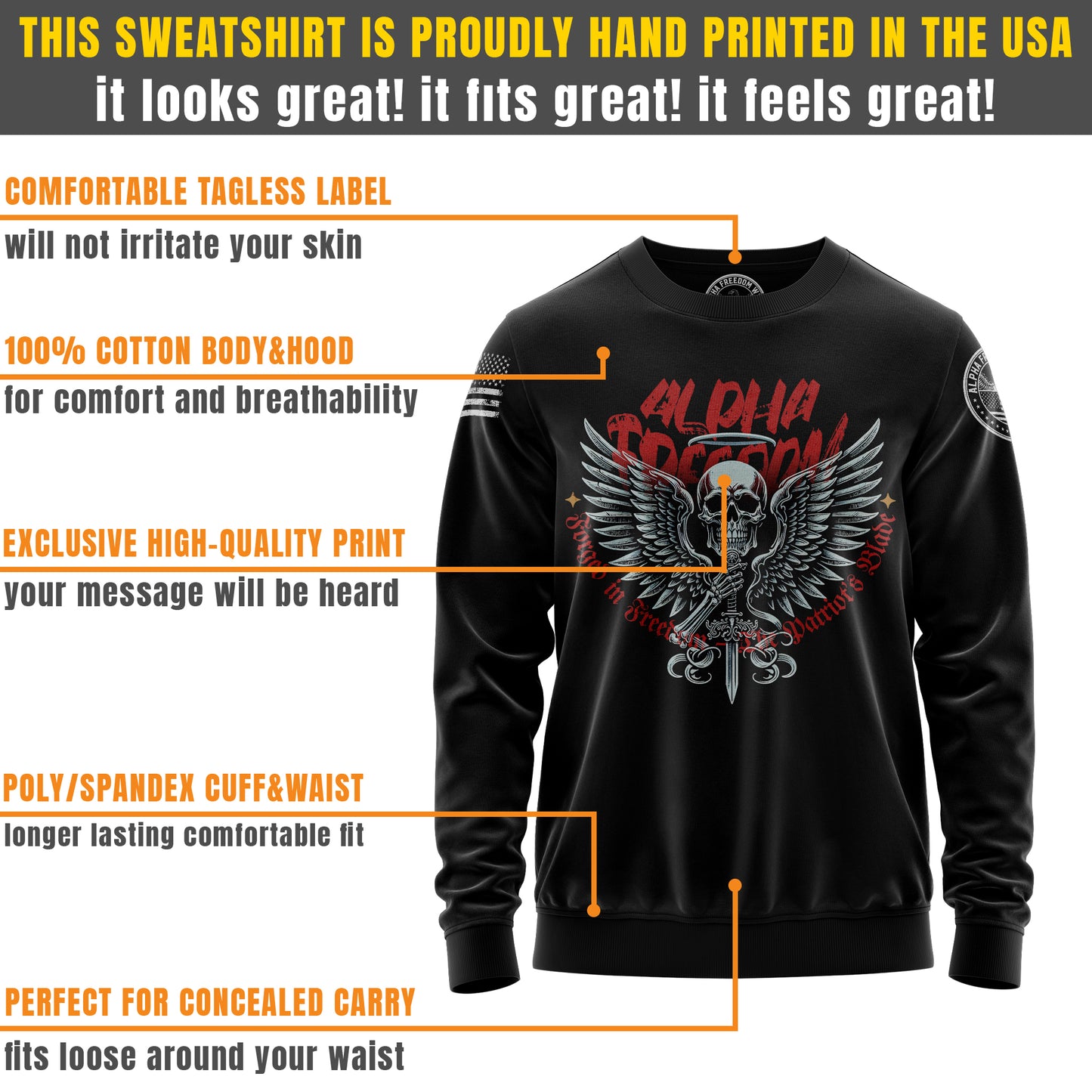 FORGED IN FREEDOM - Forged in Freedom – Skull & Blade Patriotic Sweatshirt