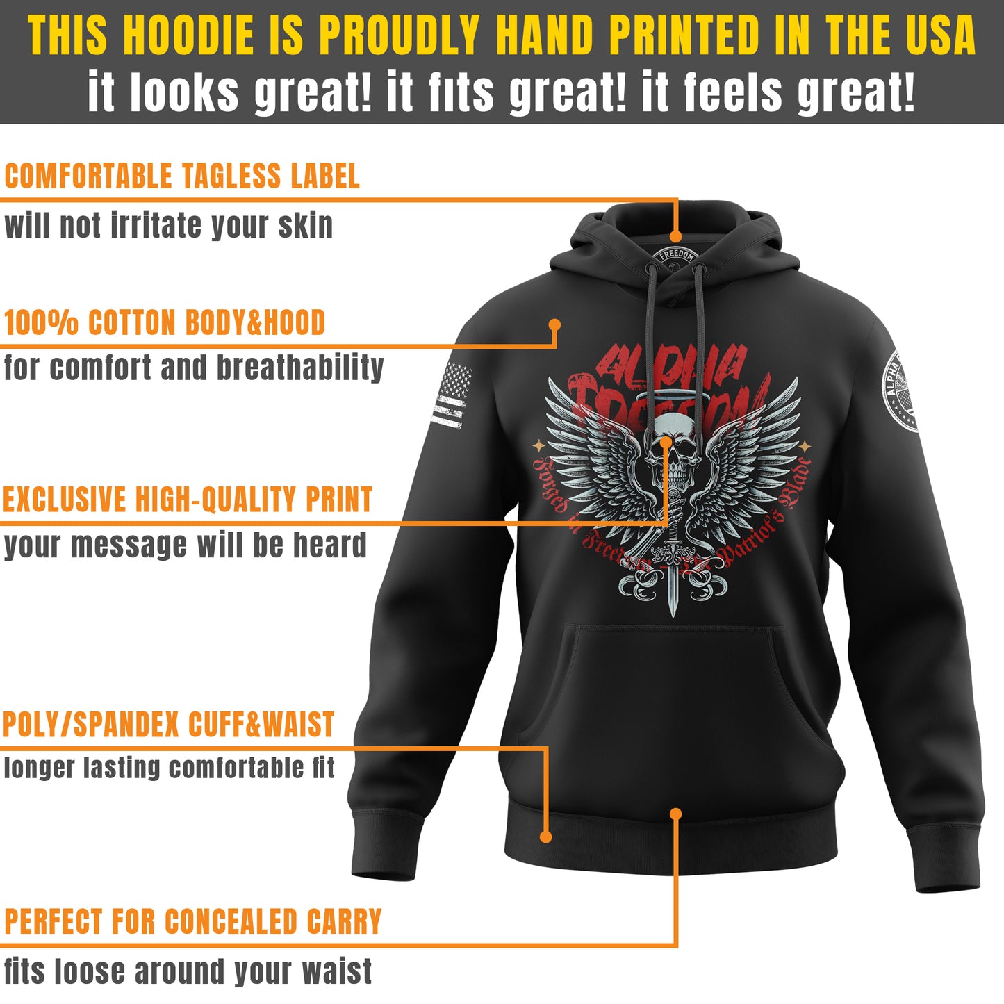 FORGED IN FREEDOM - Forged in Freedom – Skull & Blade Patriotic Hoodie