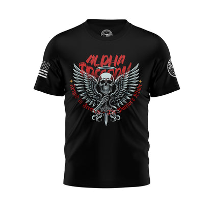 Forged in Freedom – Skull & Blade Patriotic T-shirt