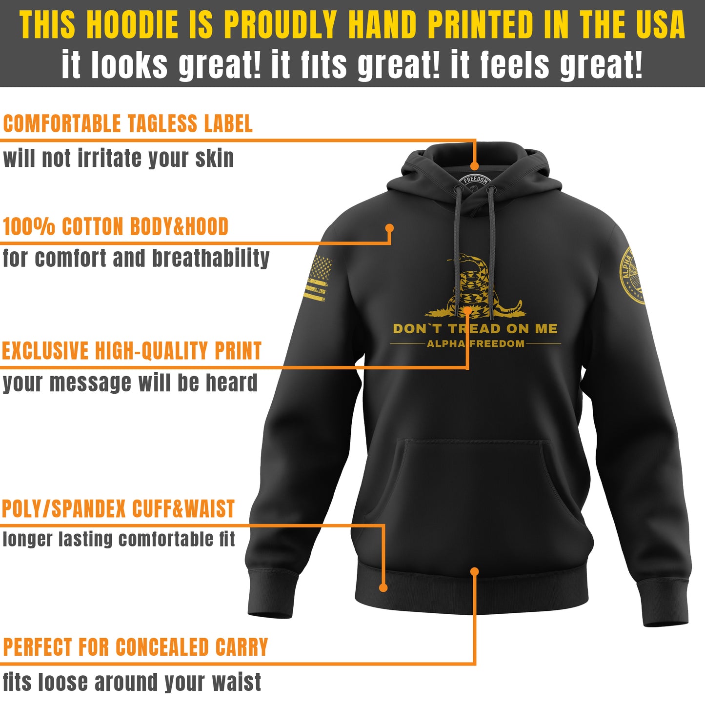 Don't Tread On Me – Yellow Print Hoodie