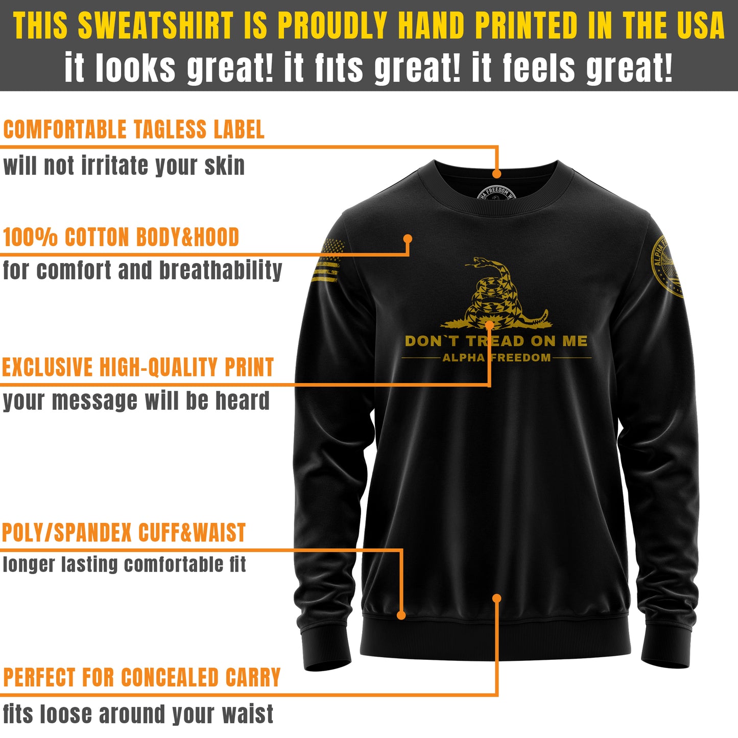 Don't Tread On Me – Yellow Print Sweatshirt