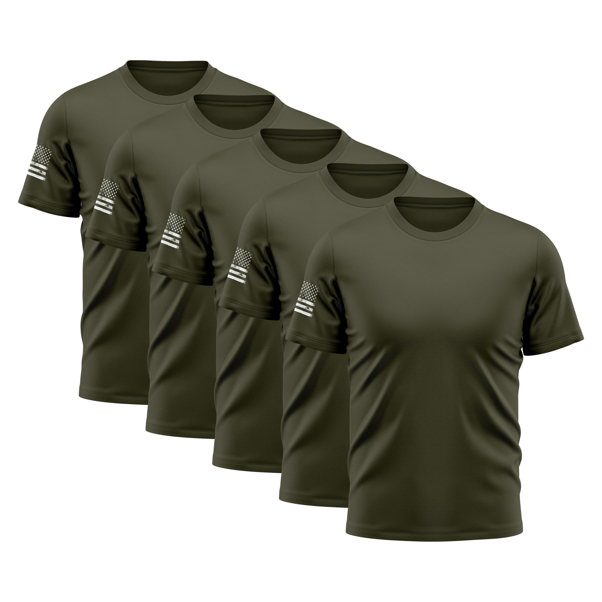 Alpha Freedom Army Short Sleeve T-Shirt – USA Flag Sleeve | 5-Pack