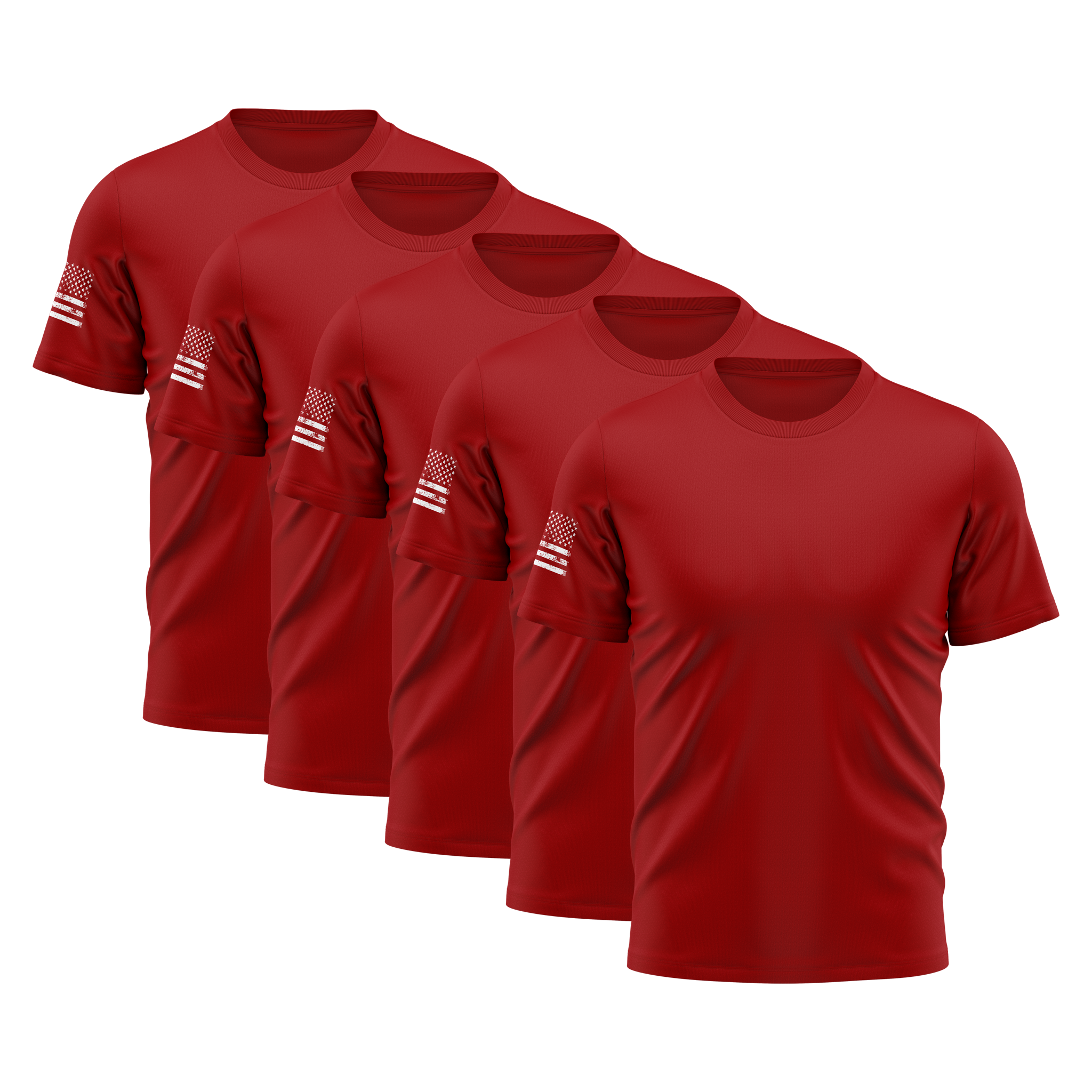 Alpha Freedom Red Short Sleeve T-Shirt – USA Flag Sleeve | 5-Pack