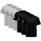 USA Flag Sleeve Tee — 6-Pack (Black & Granite)