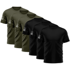 USA Flag Sleeve Tee — 6-Pack (Black & Army Green)
