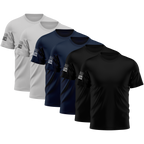 Alpha Freedom Black, Navy, Granite Short Sleeve T-Shirt – USA Flag Sleeve | 6-Pack