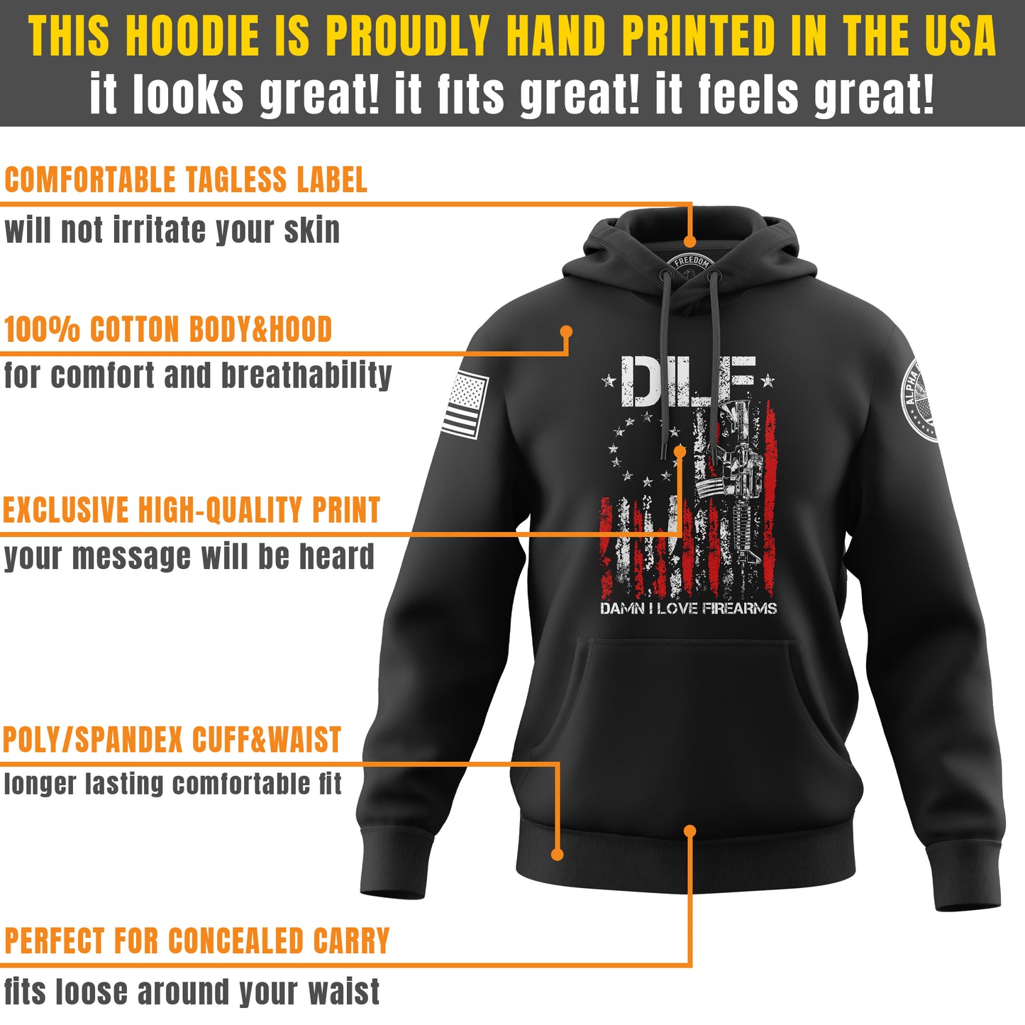 Gun American Flag DILF – Hoodie