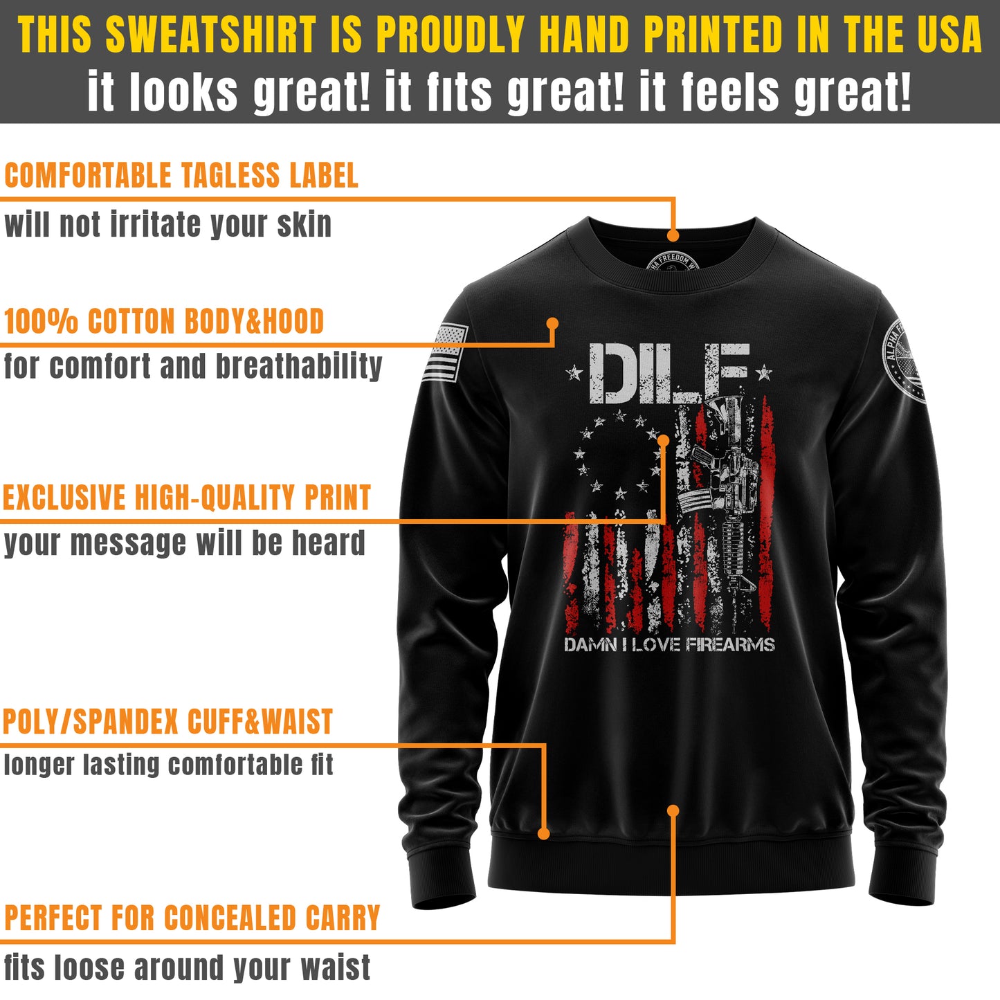 Gun American Flag DILF – Sweatshirt