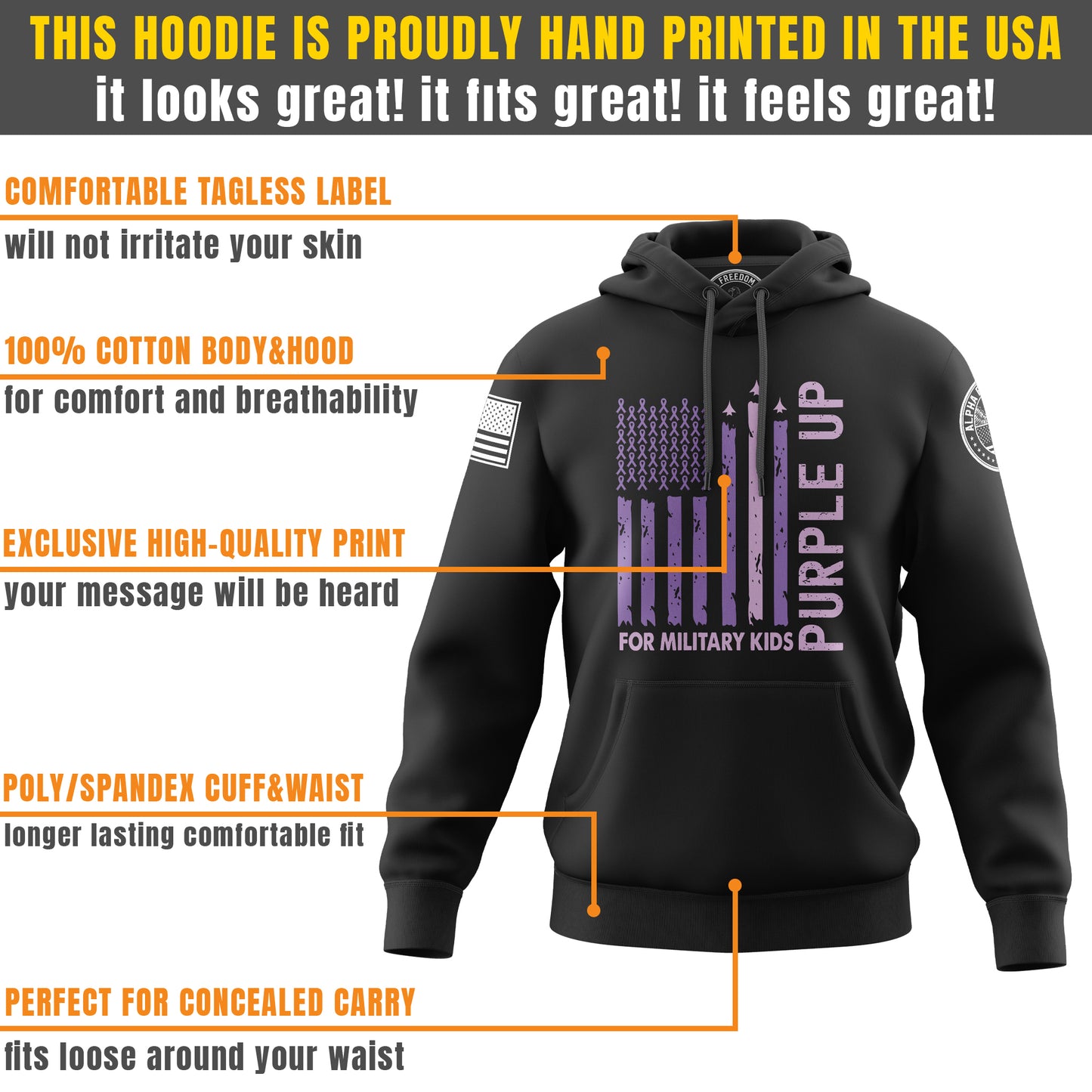 Purple Up for Military Kids – Hoodie