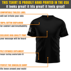 Alpha Freedom Black Short Sleeve T-Shirt – USA Flag Sleeve | 3-Pack