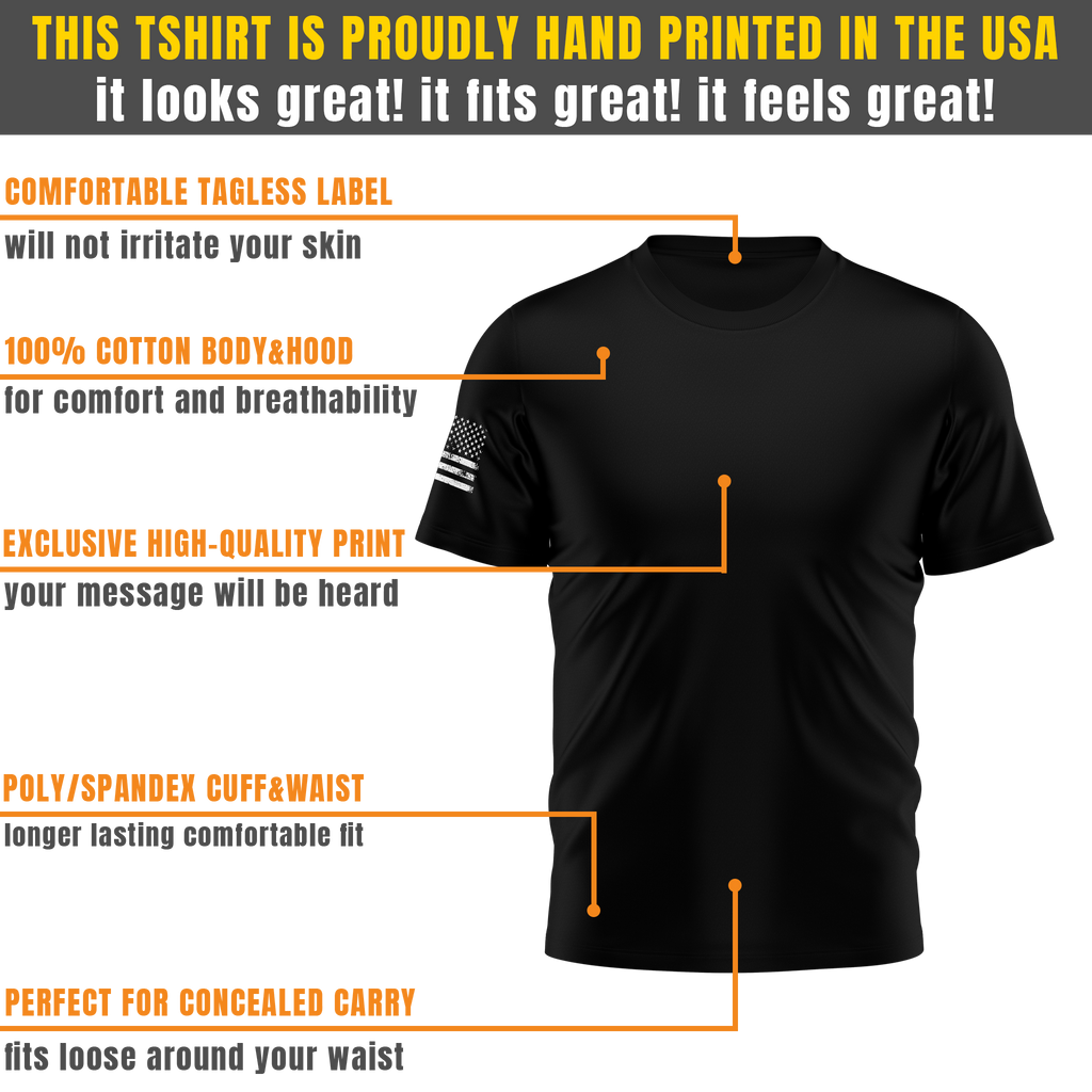 Alpha Freedom Black, Navy, Granite Short Sleeve T-Shirt – USA Flag Sleeve | 6-Pack