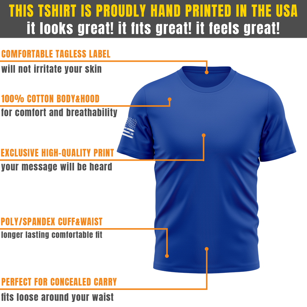 Alpha Freedom Royal Blue Short Sleeve T-Shirt – USA Flag Sleeve | 3-Pack