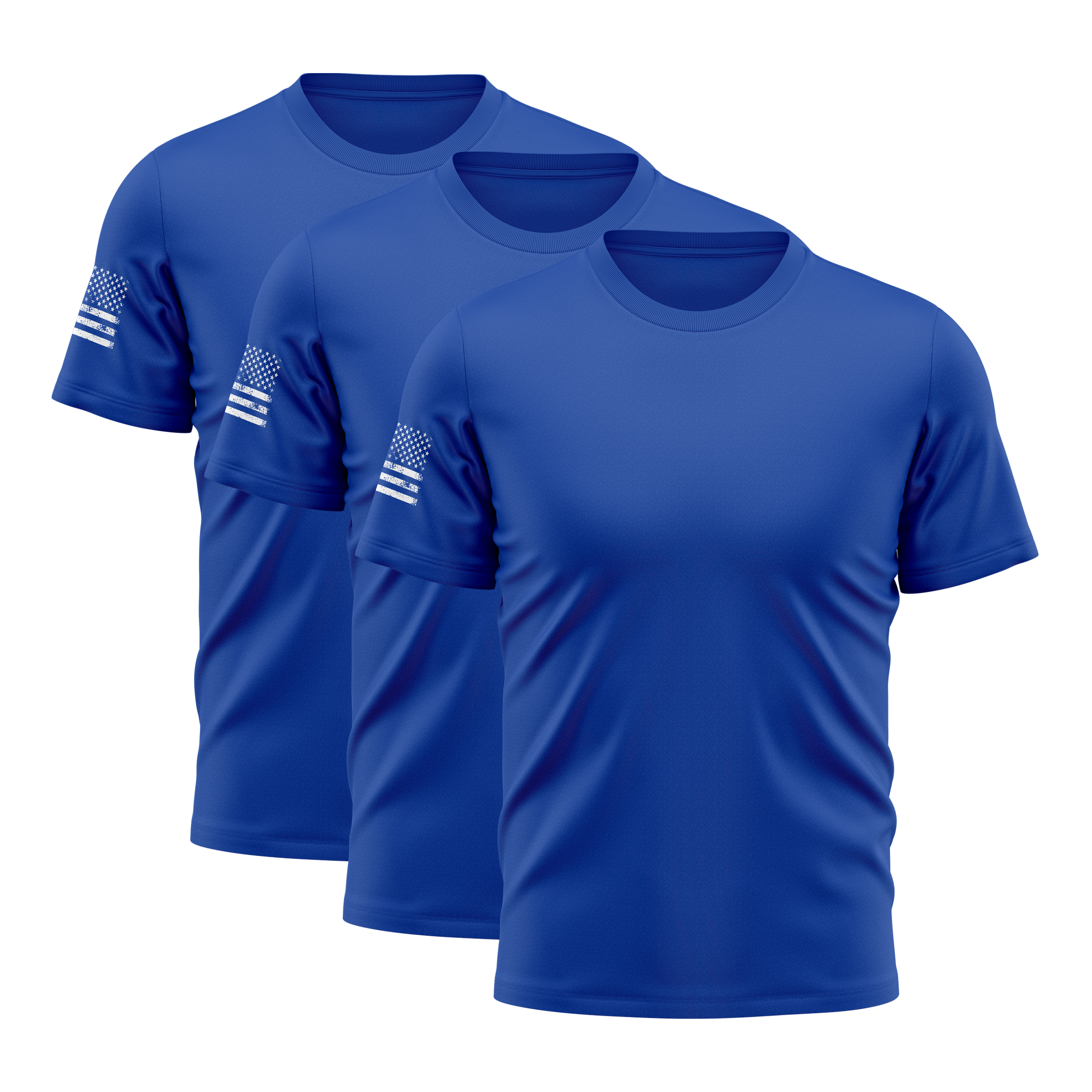 Alpha Freedom Royal Blue Short Sleeve T-Shirt – USA Flag Sleeve | 3-Pack