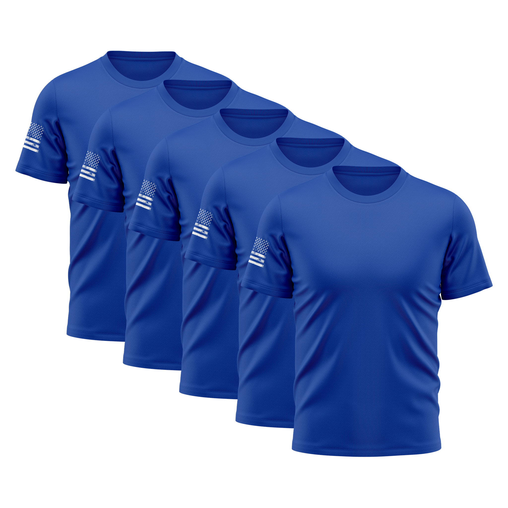 Alpha Freedom Royal Blue Short Sleeve T-Shirt – USA Flag Sleeve | 5-Pack