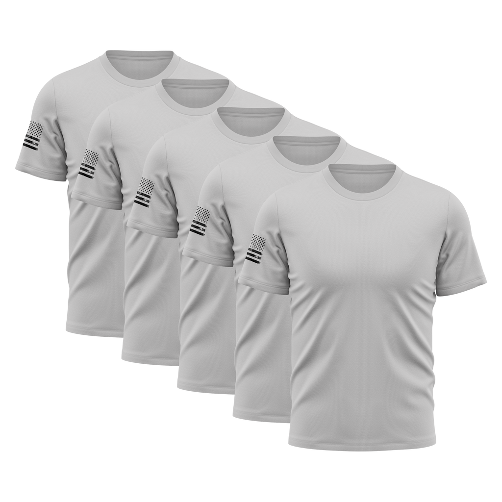 Alpha Freedom Granite Short Sleeve T-Shirt – USA Flag Sleeve | 5-Pack