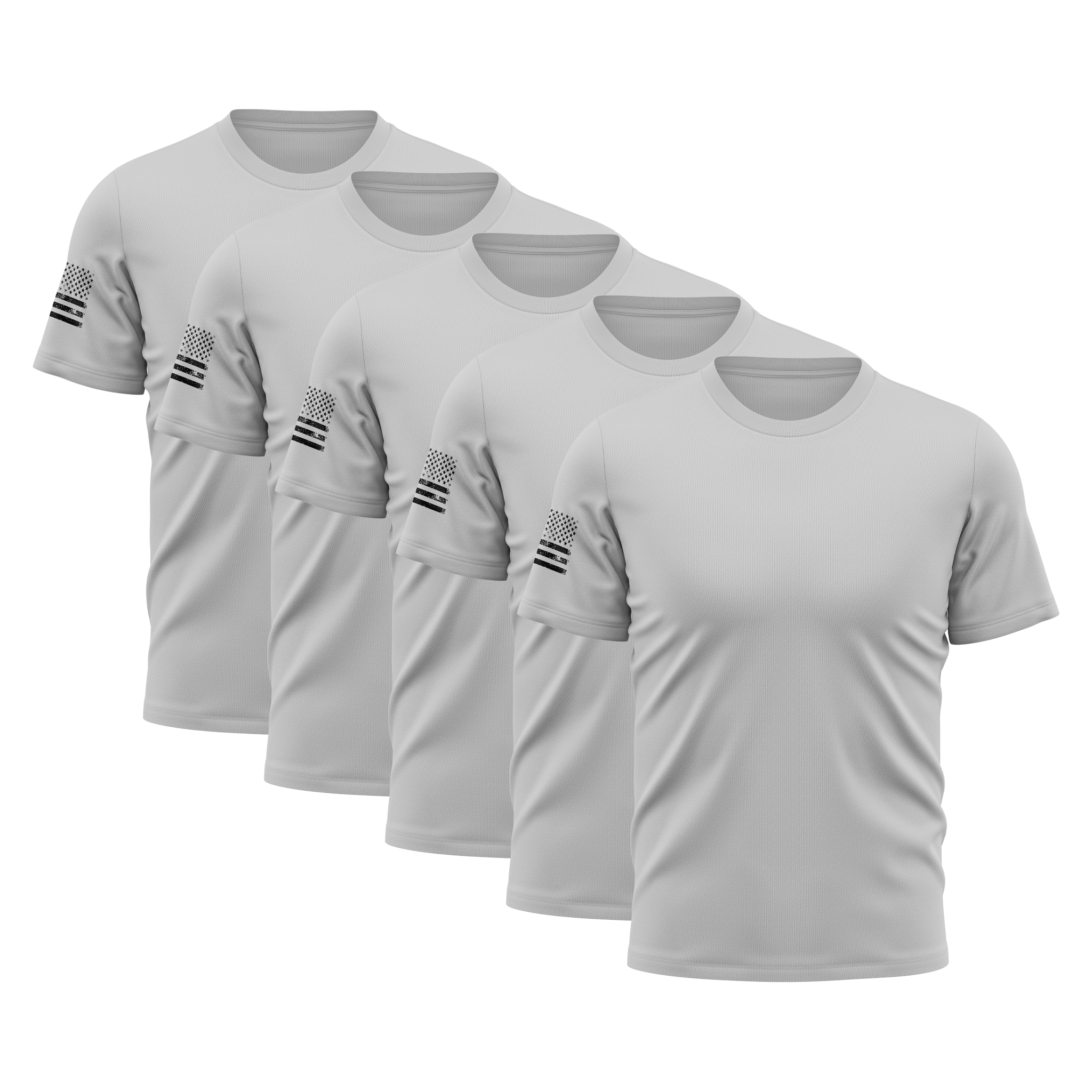 Alpha Freedom Granite Short Sleeve T-Shirt – USA Flag Sleeve | 5-Pack