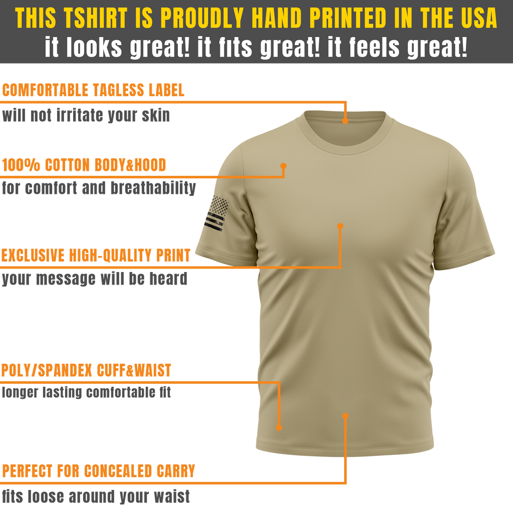 Alpha Freedom Khaki Short Sleeve T-Shirt – USA Flag Sleeve | 3-Pack