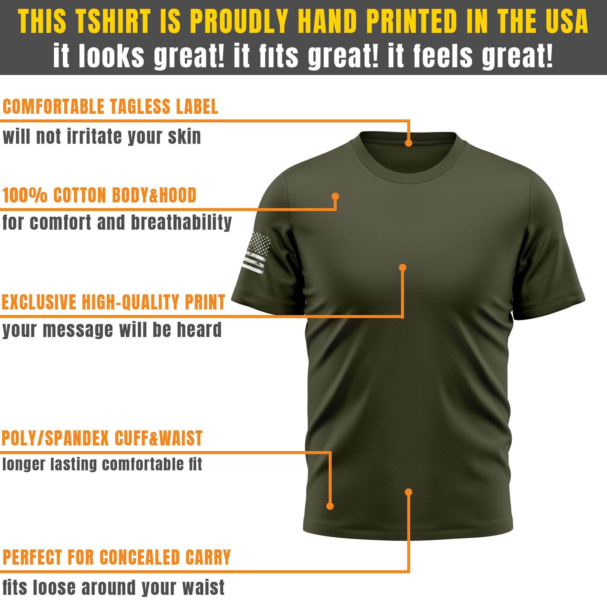 Alpha Freedom Army Short Sleeve T-Shirt – USA Flag Sleeve | 5-Pack