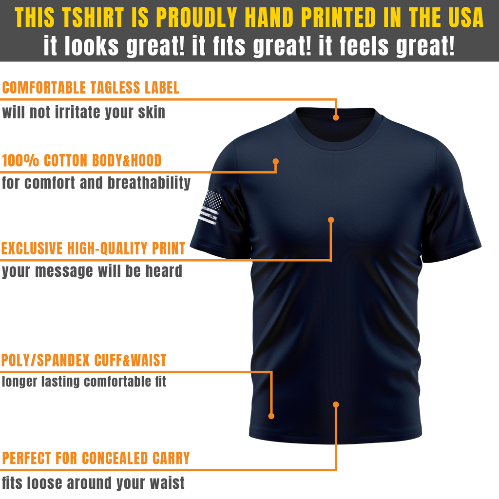 Alpha Freedom Navy Blue Short Sleeve T-Shirt – USA Flag Sleeve | 3-Pack