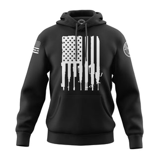 Flag Of America With Guns- Black Hoodie