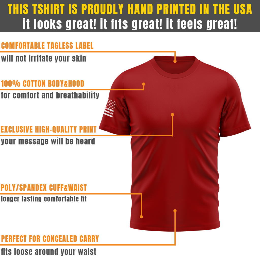 Alpha Freedom Red Short Sleeve T-Shirt – USA Flag Sleeve | 5-Pack