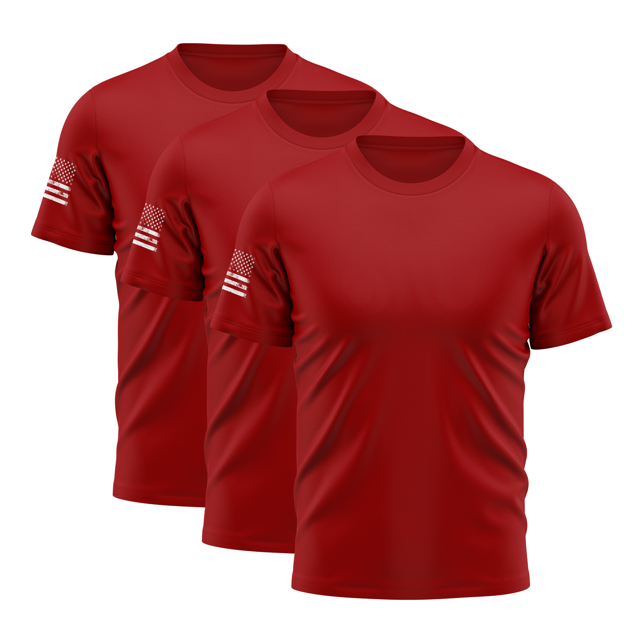 Alpha Freedom Red Short Sleeve T-Shirt – USA Flag Sleeve | 3-Pack