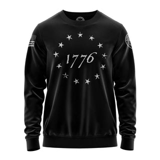 "Sweatshirt featuring '1776' inspirational text and patriotic graphic design With Stars Circle."