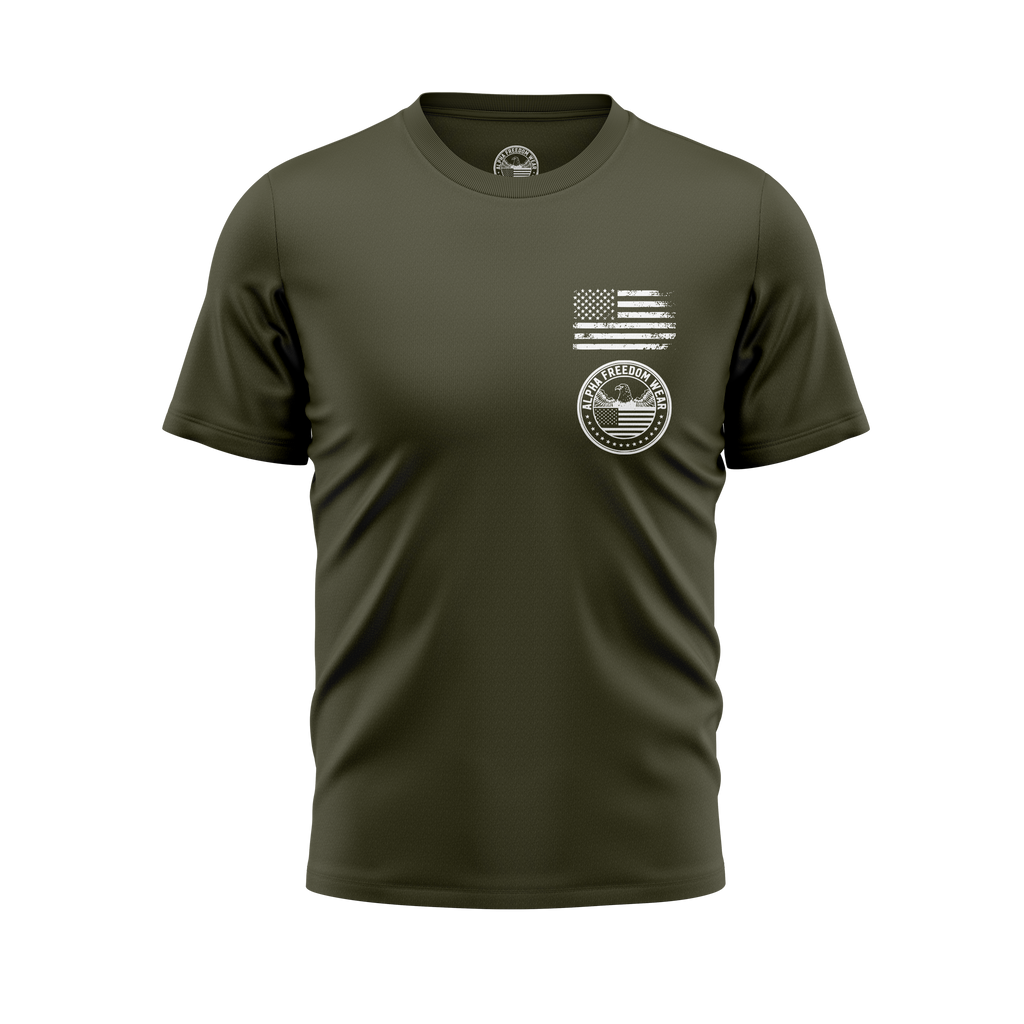 Strength Through Suffering Tee — USA Flag Sleeve