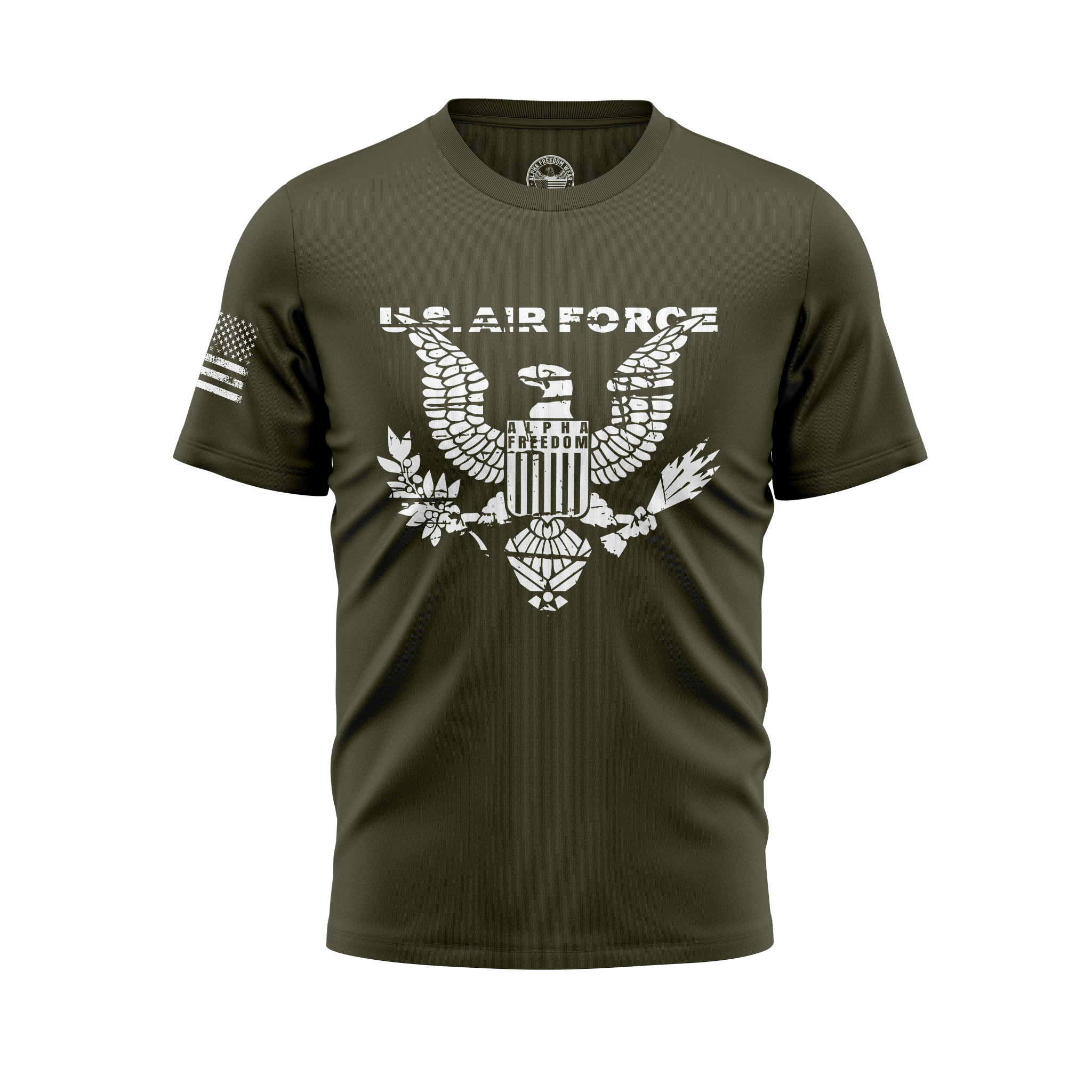 Air Force Patriotic Tee — USA Flag Sleeve