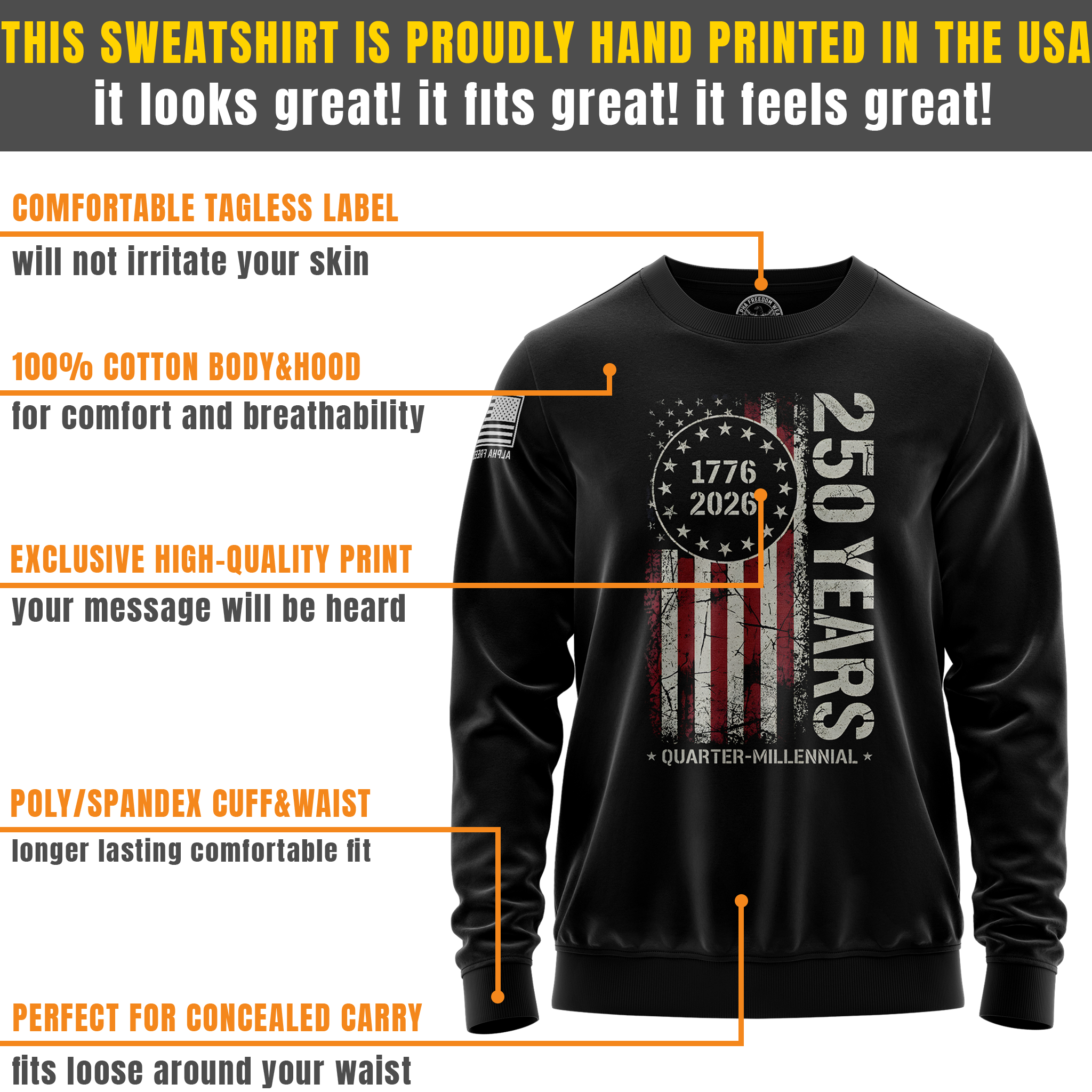 250 Years of America Limited Edition Crewneck Sweatshirt (1776–2026) | Only 250 Made