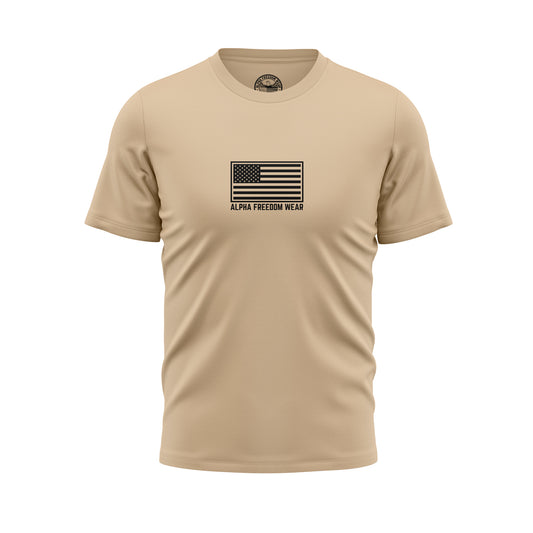 "ESSENTIALS" FLAG T-SHIRT SAND MIDDLE CHEST